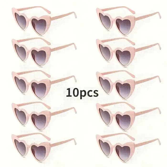 Lunettes chics en forme de cœur, 10 pièces, monture blanche avec verres gris, parfaites pour les mar