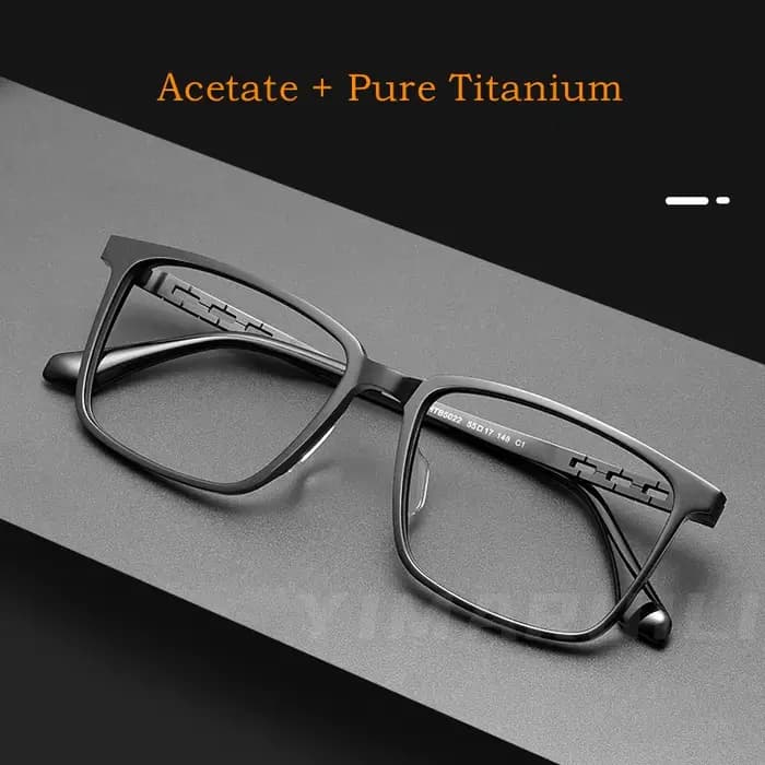 YIMARUILI Ultra-léger affaires pur titane carré lunettes cadre acétate rétro optique Prescription lu