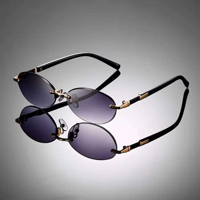 Lunettes ovales Vintage sans bords, verres océan multicolores, mode unisexe, 1 pièce