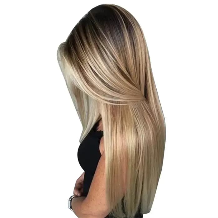 Perruque synthétique longue et lisse pour femmes, 72cm, avec filet pour cheveux, couvre-chef blond p
