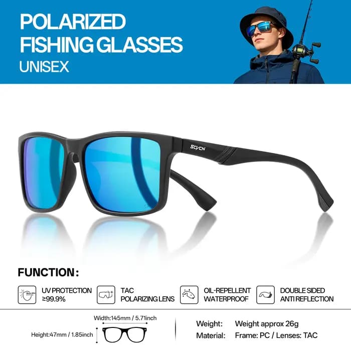 SCVCN Nouvelles lunettes de soleil polarisées pour la pêche, lunettes de sport aquatiques pour femme