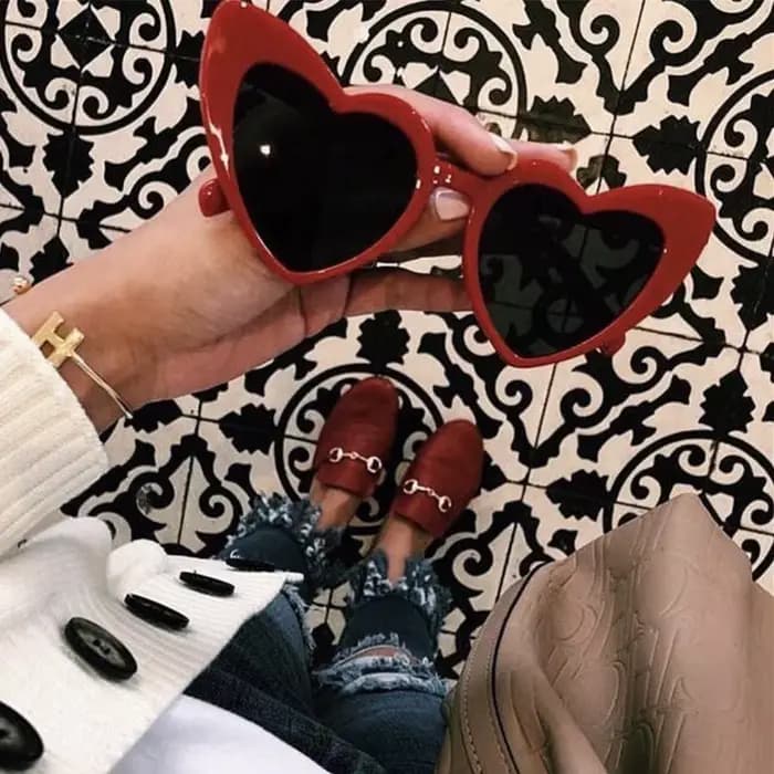 Nouveau grand coeur lunettes de soleil femmes Vintage marque Designer lunettes de soleil nuances fem