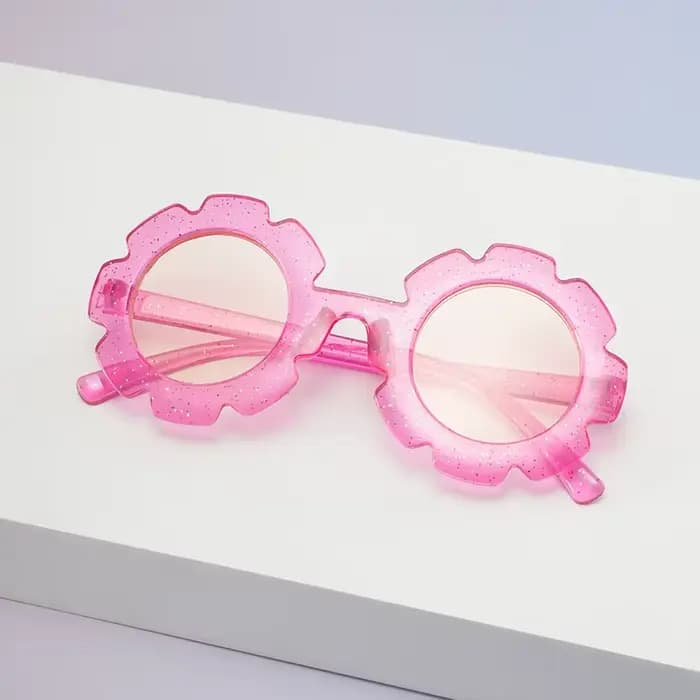 Lunettes de soleil rondes à fleurs mignonnes, lunettes de mode pour les jeunes, monture en PC durabl
