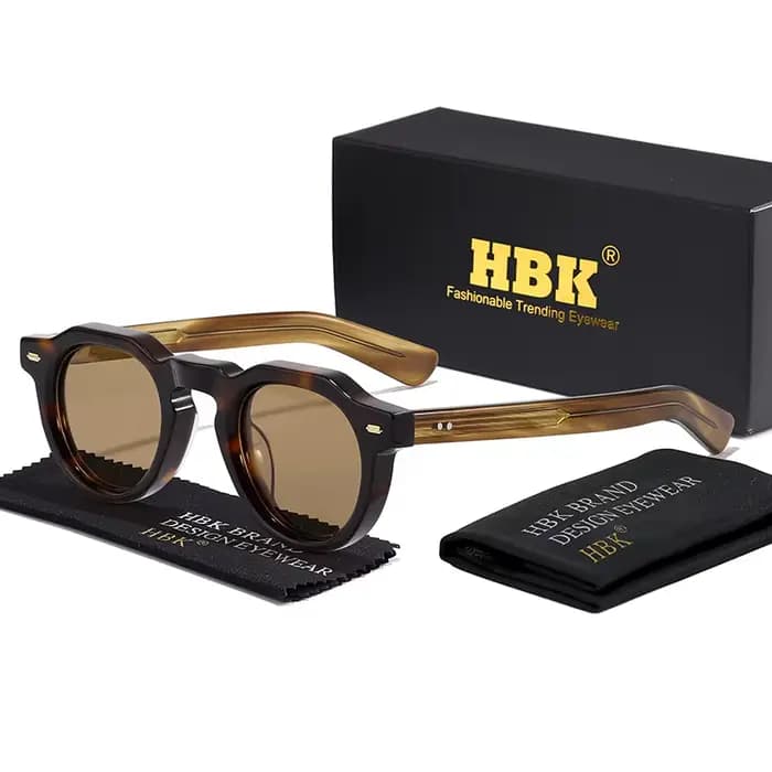 HBK Vintage Simple rond hommes lunettes de soleil petite monture haute qualité acétate cadre lunette