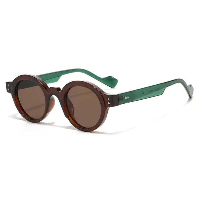 Lunettes de soleil rondes pour hommes et femmes, Punk, Double couleur, UV400, Rivets rétro, décorati