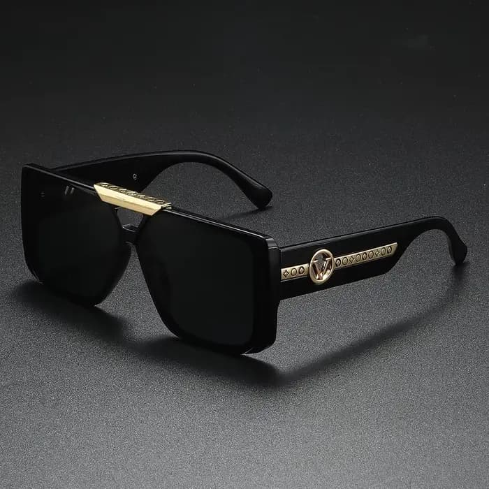 Nouveau cadre carré noir rétro classique pour hommes, décoration à motif de temple exquis, à la mode