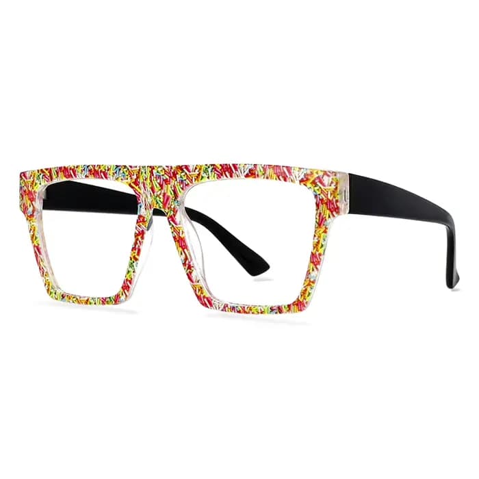 Lunettes de lecture à rayures arc-en-ciel pour femmes, R57093, lunettes presbytes carrées à grande m