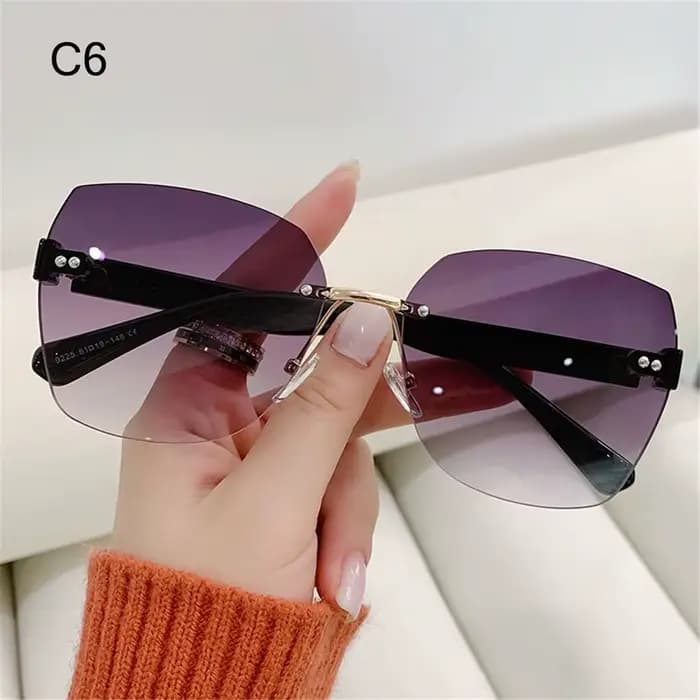 Lunettes de soleil vintage sans monture pour femmes, verres dégradés, nuances d'été, mode UV400, san