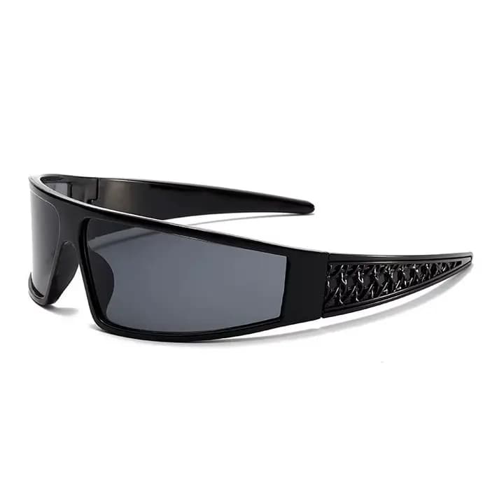 Lunettes de soleil tendance lunettes de soleil rectangulaires futuristes épais épais enveloppant aut