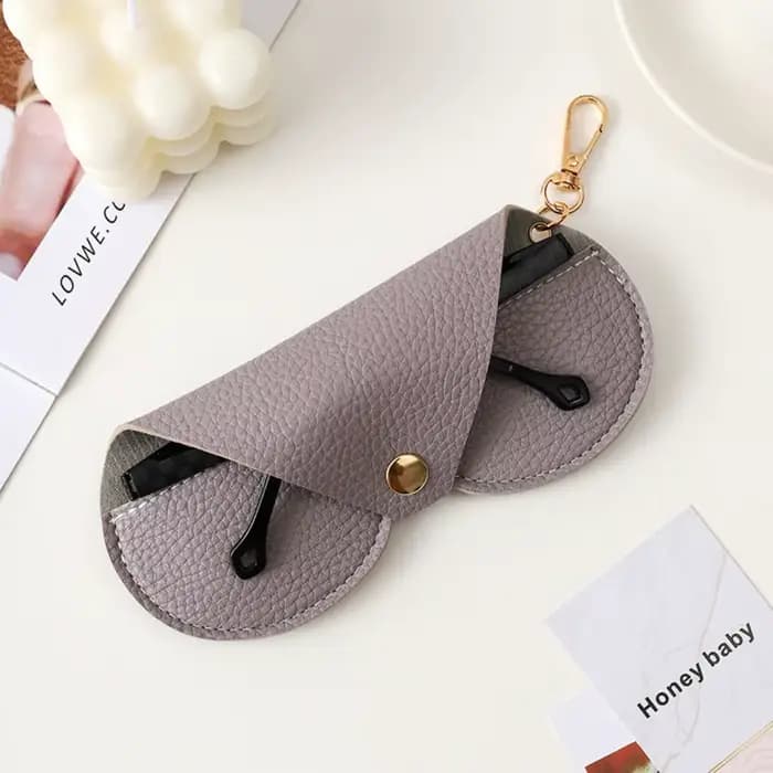 Sac de rangement pour lunettes suspendues portables, housse de lunettes en cuir PU Litchi avec laniè