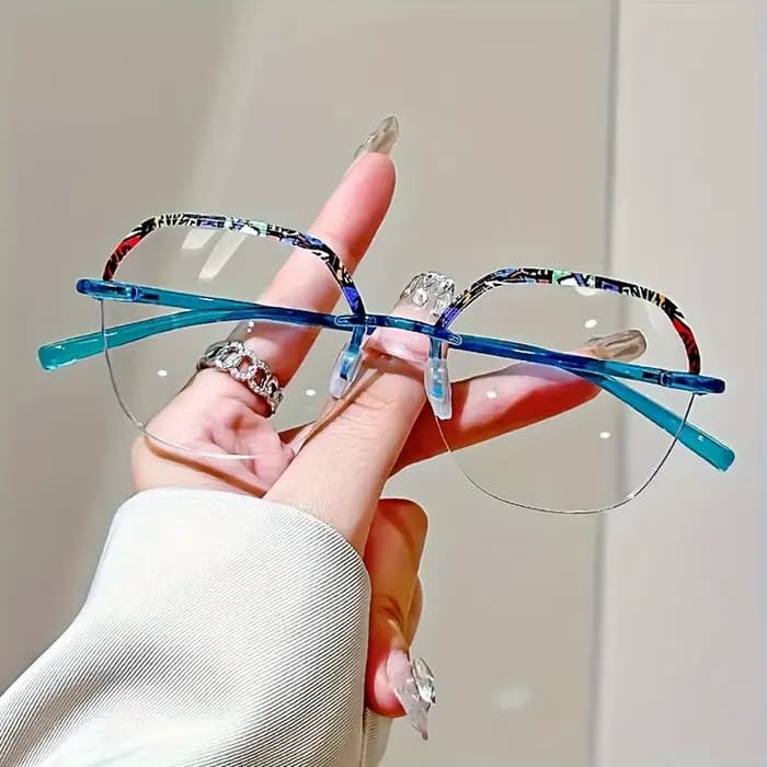 Lunettes de lecture géométriques sans bords à motif Floral élégant, lunettes Vintage unisexes, lunet