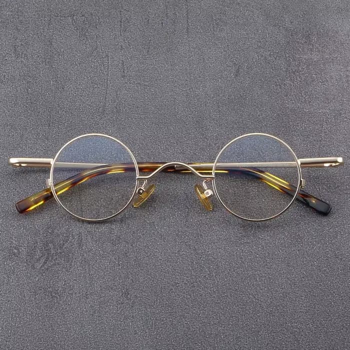 Lunettes rondes vintage en titane de 35mm, design japonais, légères avec verres clairs