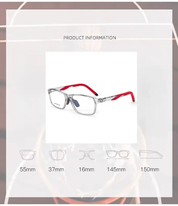 2024 nouvelles lunettes de sport cadre ultra-léger TR90 lunettes de basket-ball pour hommes cadre ca