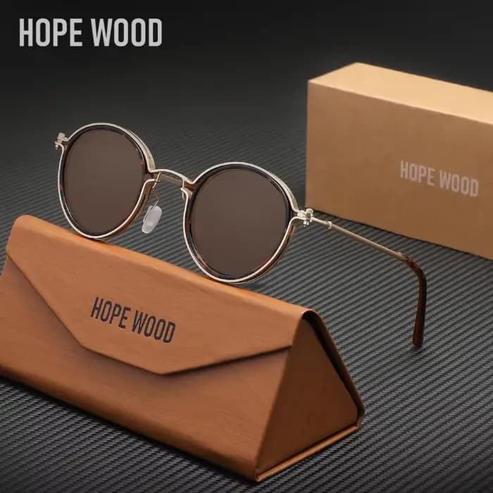 HOPEWOOD – lunettes de soleil classiques à petite monture ronde, personnalisées pour hommes et femme