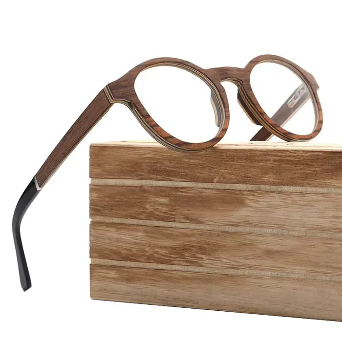 Monture de lunettes en bois faite à la main pour hommes et femmes, lunettes rondes rétro