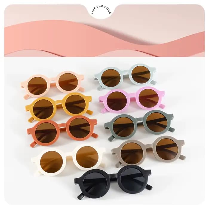 Lunettes de soleil pour enfants, monture ronde de style insert, lunettes de soleil pour bébés de 1 à