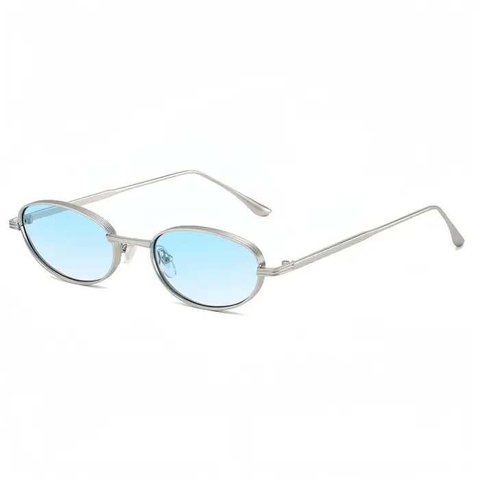 Lunettes de soleil ovales en métal exquises, petite monture personnalisée européenne et américaine, 