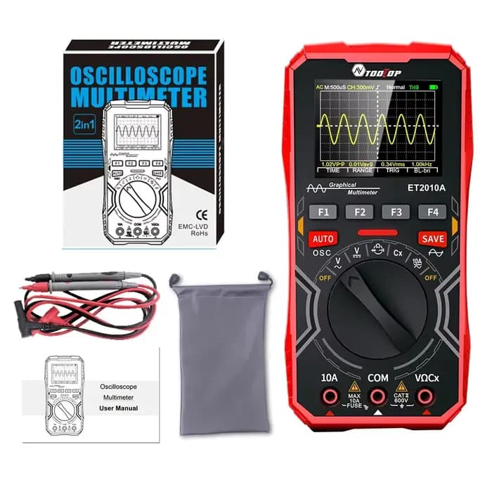 TOl'hyTOP ET2010A-Multimètre d'oscilloscope numérique portable, outil de test électrique multifoncti