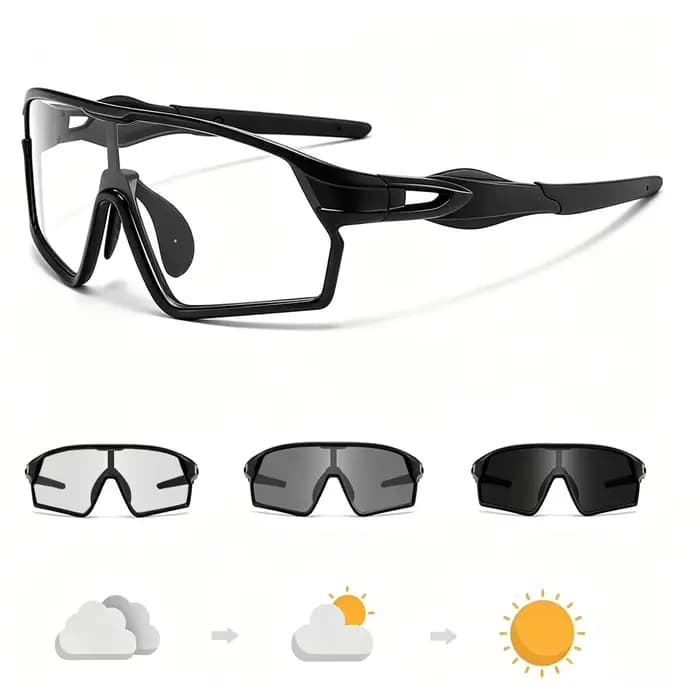 Lunettes de soleil photochromiques polarisées pour hommes et femmes, lunettes de sport surdimensionn