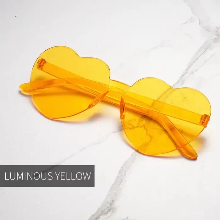 Lunettes de soleil coeur pêche pièce épaisse lunettes de fête en forme de coeur sans cadre