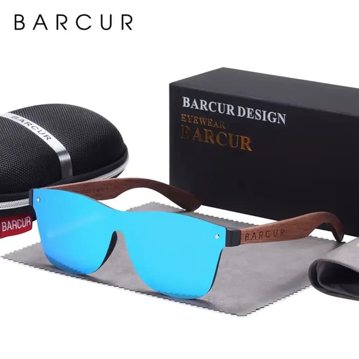 BARCUR – lunettes De soleil polarisées en bois, en noyer noir naturel, UV400, pour hommes et femmes