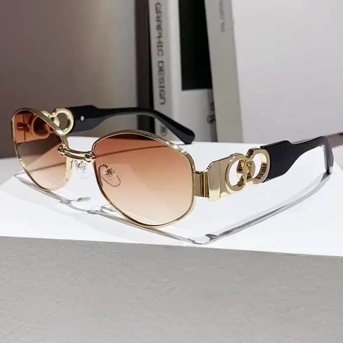 Lunettes de soleil métalliques punk à grande monture, style hip-hop rétro, protection UV400, designs