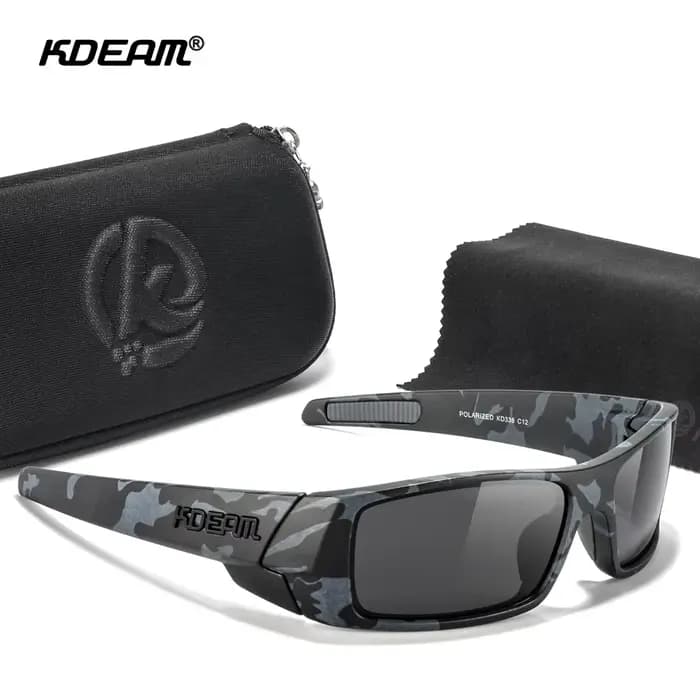 KDEAM – lunettes de soleil de pêche pour hommes, design entièrement noir, matériau durable, photochr