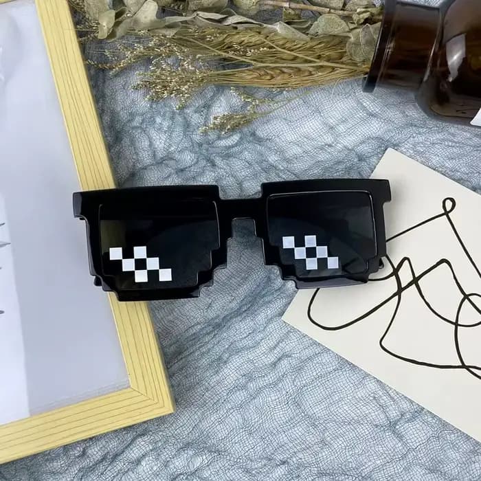 Lunettes de soleil carrées drôles pour enfants, lunettes Pixel Mosaic, lunettes de soleil, cosplay, 