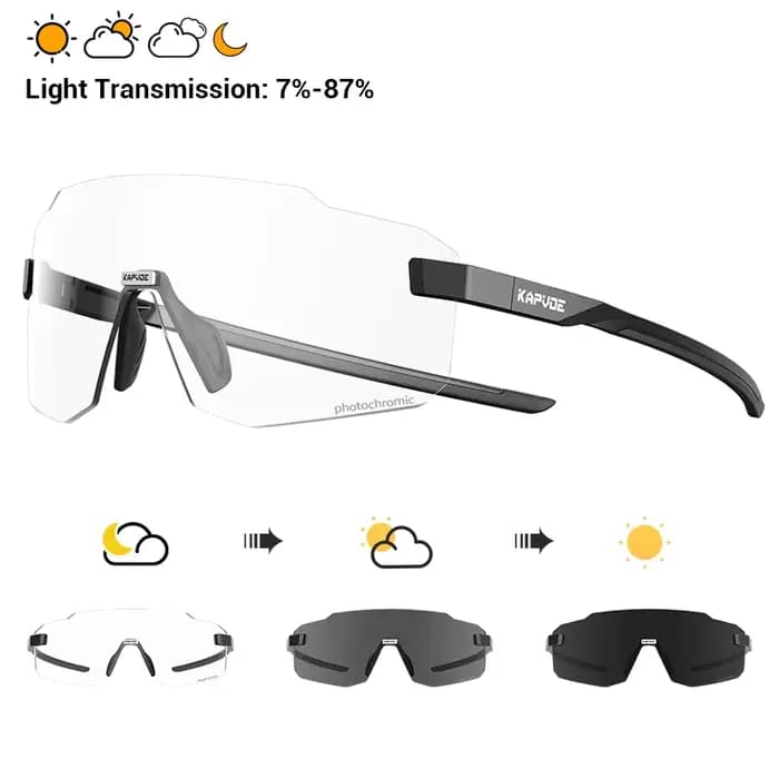 Lunettes de cyclisme photochromiques KAPVOE, lunettes de soleil de sport pour vélo, lunettes de cycl