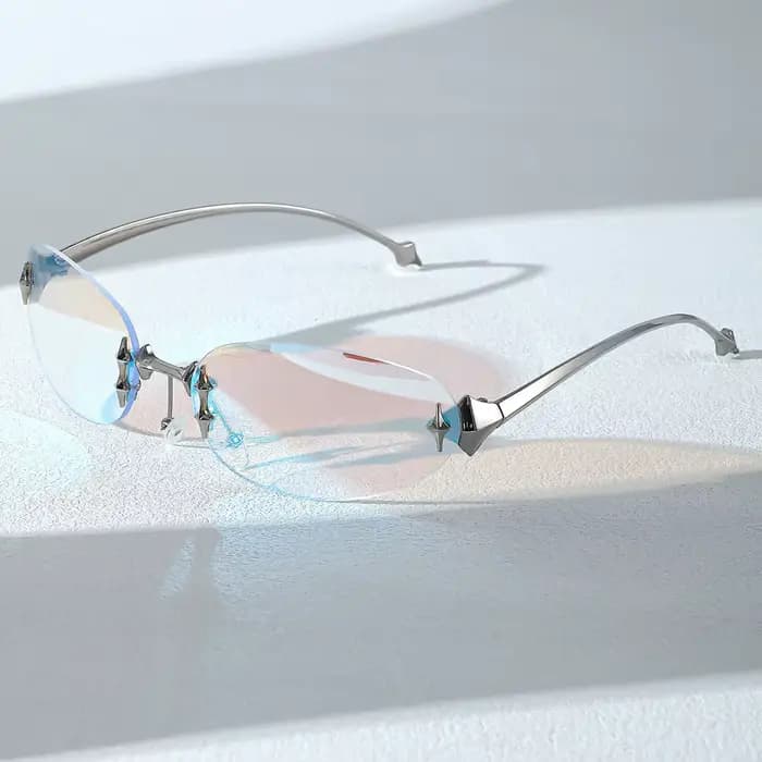Lunettes de soleil Y2K uniques en alliage rose miroir pour femme, nouvelle mode, sans monture, ovale