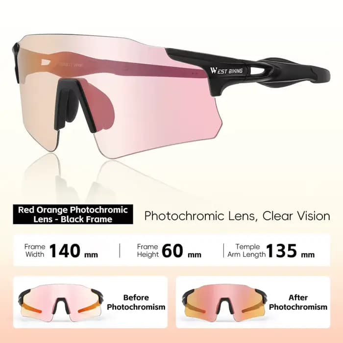 WEST BIKING – lunettes de cyclisme photochromiques pour vtt, vélo de route, Protection UV400, ultral
