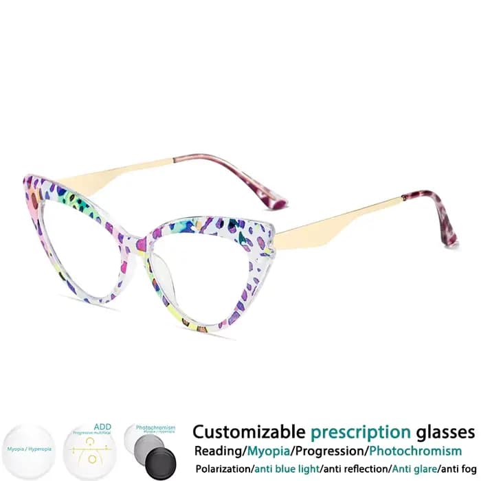 Lunettes de lecture à rayures colorées pour femmes, mode œil de chat, résine optique, lunettes presb