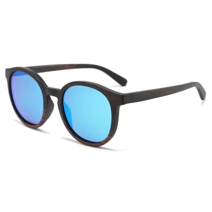 Lunettes de soleil rondes classiques en bois pour hommes et femmes, en bois d'ébène, faites à la mai