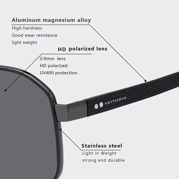 VEITHDIA marque Vintage lunettes de soleil pour hommes femmes polarisées UV400 lentille extérieure c