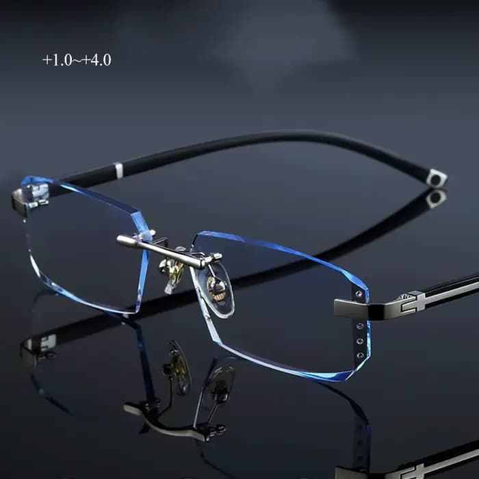Lunettes de presbytie anti-bleu sans cadre pour hommes, lunettes à bords coupés, lunettes claires, a