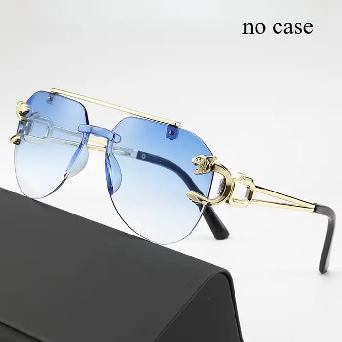 Lunettes de soleil biseautées sans cadre, yeux de grenouille, dégradé de couleur, Protection UV, lun