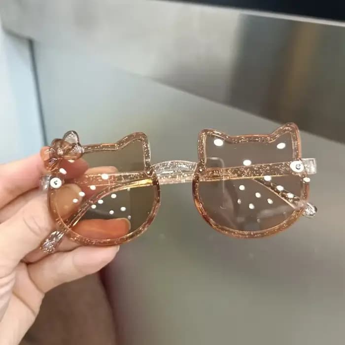 Lunettes de soleil d'été pour enfants, chat mignon, nœud en acrylique, Protection UV d'extérieur, lu