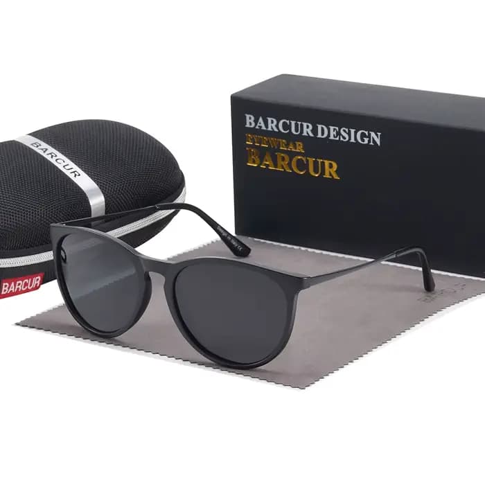 BARCUR Design classique lunettes de soleil pour hommes mode lentille polarisée en plastique titane c