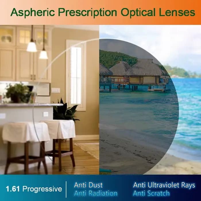 Lentilles de Prescription optiques asphériques progressives, photochromiques, forme libre, revêtemen