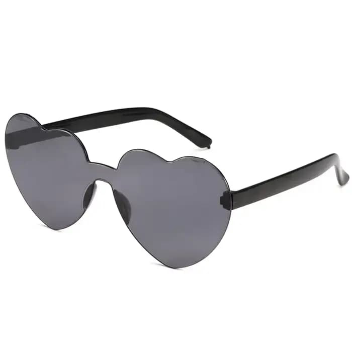 Lunettes de soleil en forme de cœur d'amour pour femmes, monture sans monture, teinte, lentille tran