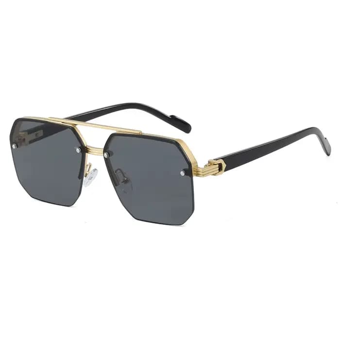 Lunettes de soleil en forme de polygone pour femmes, Double pont en forme de pilote, pour hommes, co