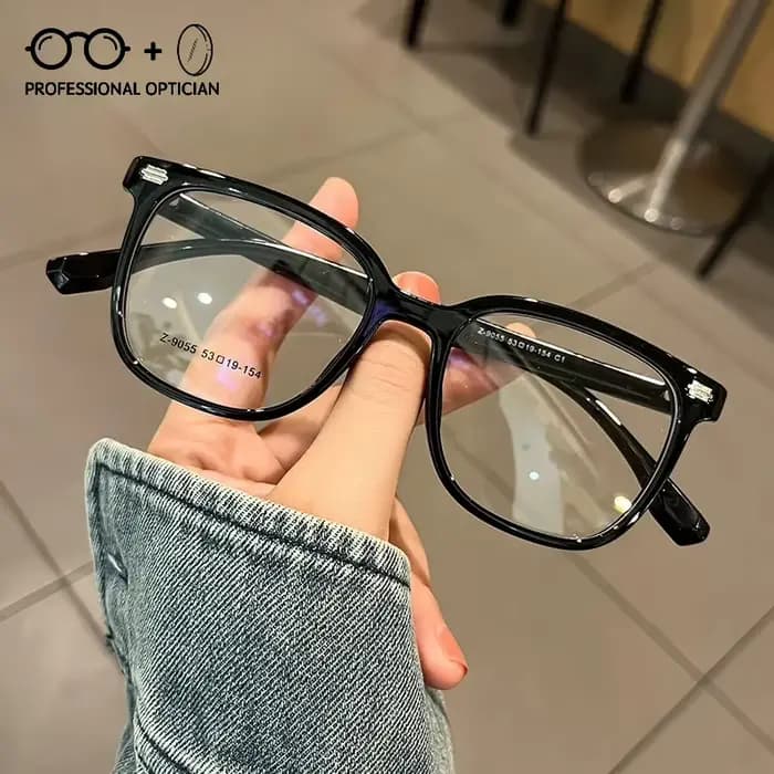 Lunettes de Prescription minimalistes haut de gamme pour hommes, monture noire, grand visage rond, m