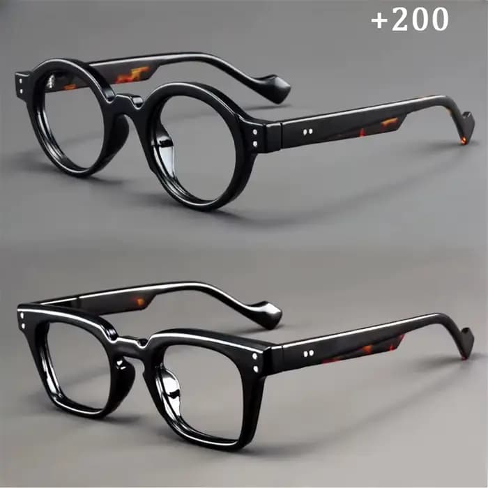 Un ensemble de 2 lunettes de lecture rondes et carrées vintage, adaptées aux hommes et aux femmes, c