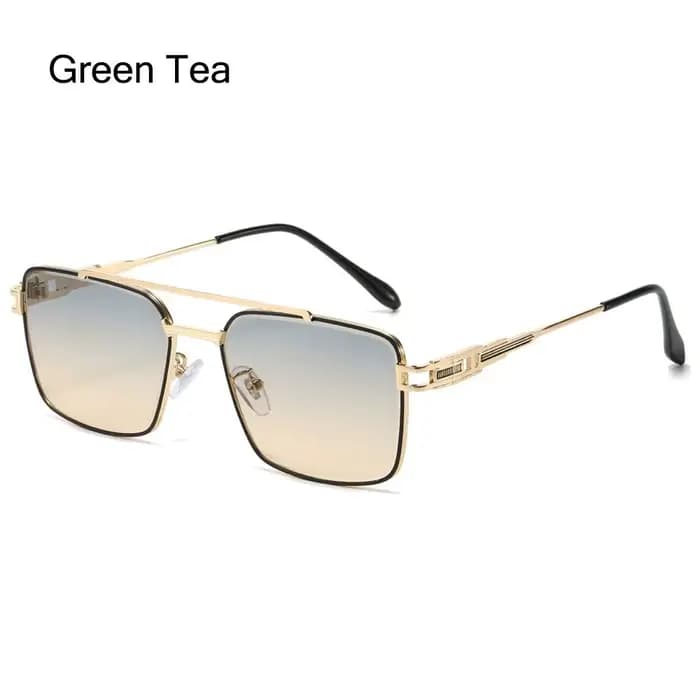 Lunettes de soleil tendance à double pont et bords coupés, protection UV, monture métallique de luxe