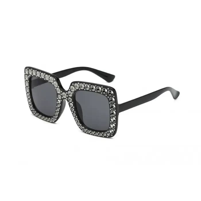 Lunettes de soleil surdimensionnées en diamant, grande monture carrée, UV400, en cristal, rétro, mon