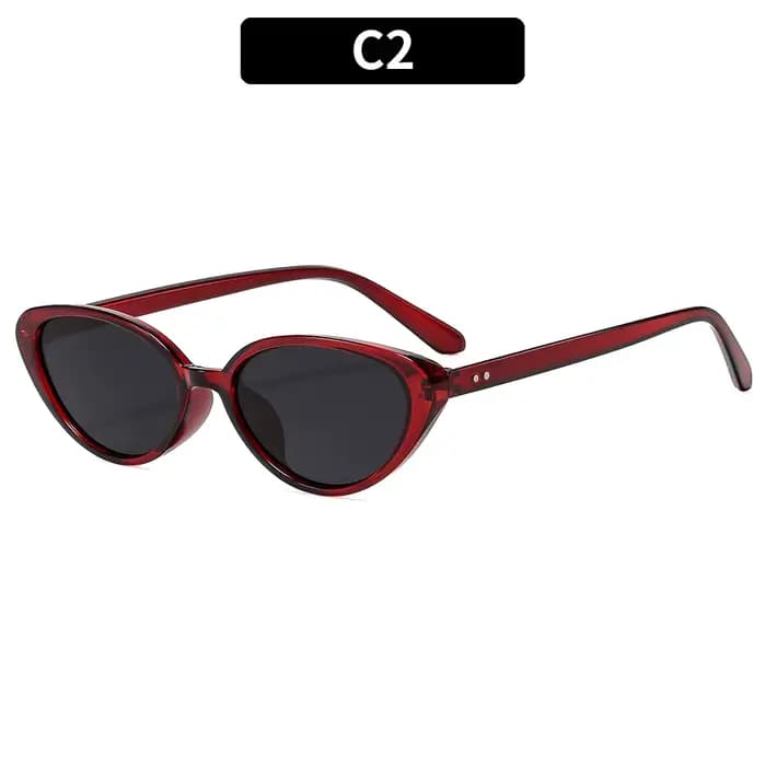 2025 femmes oeil de chat cadre lunettes de soleil à la mode bordeaux rouge lunettes de soleil Uv400 