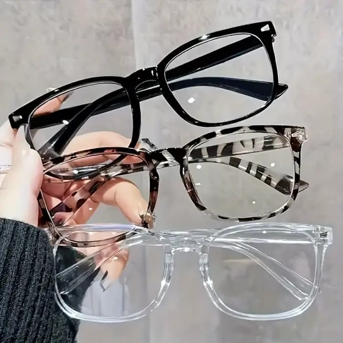3 paires de lunettes à verres transparents à la mode de style Y2K adaptées à un usage quotidien pour