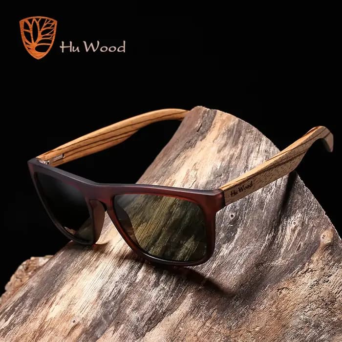 HU WOOD lunettes de soleil pour hommes bois de zèbre lunettes de soleil polarisées lentilles rectang