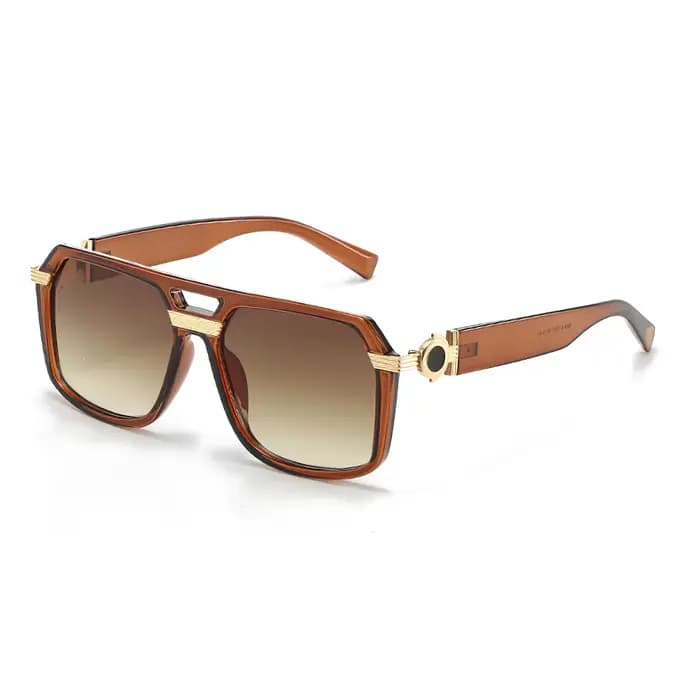 Lunettes de soleil pour femmes, monture carrée à la mode, avec jambes décoratives dorées et Design e