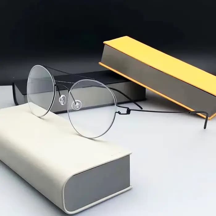 BRUCE-Monture de lunettes à double faisceau en titane pour hommes et femmes, lunettes optiques ronde